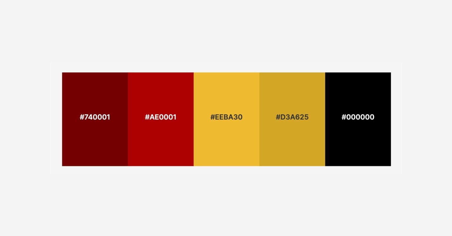 Official Gryffindor Colors with HEX Codes - Eggradients.com